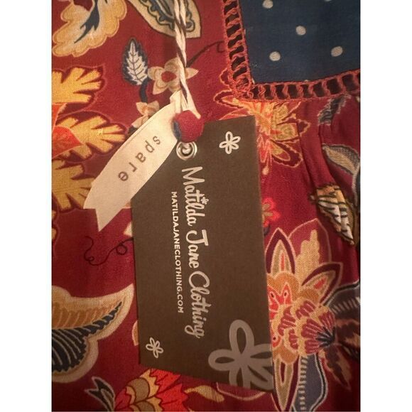 Matilda Jane Heart to Heart Garden Mums Mixed Print Floral Blouse medium NWT - Picture 8 of 9